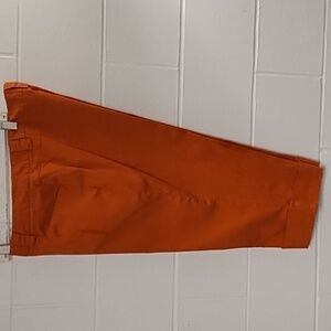 Venizia 18 Wide Cuff Stretch Cropped Trousers Smooth Back Front Pockets Orange